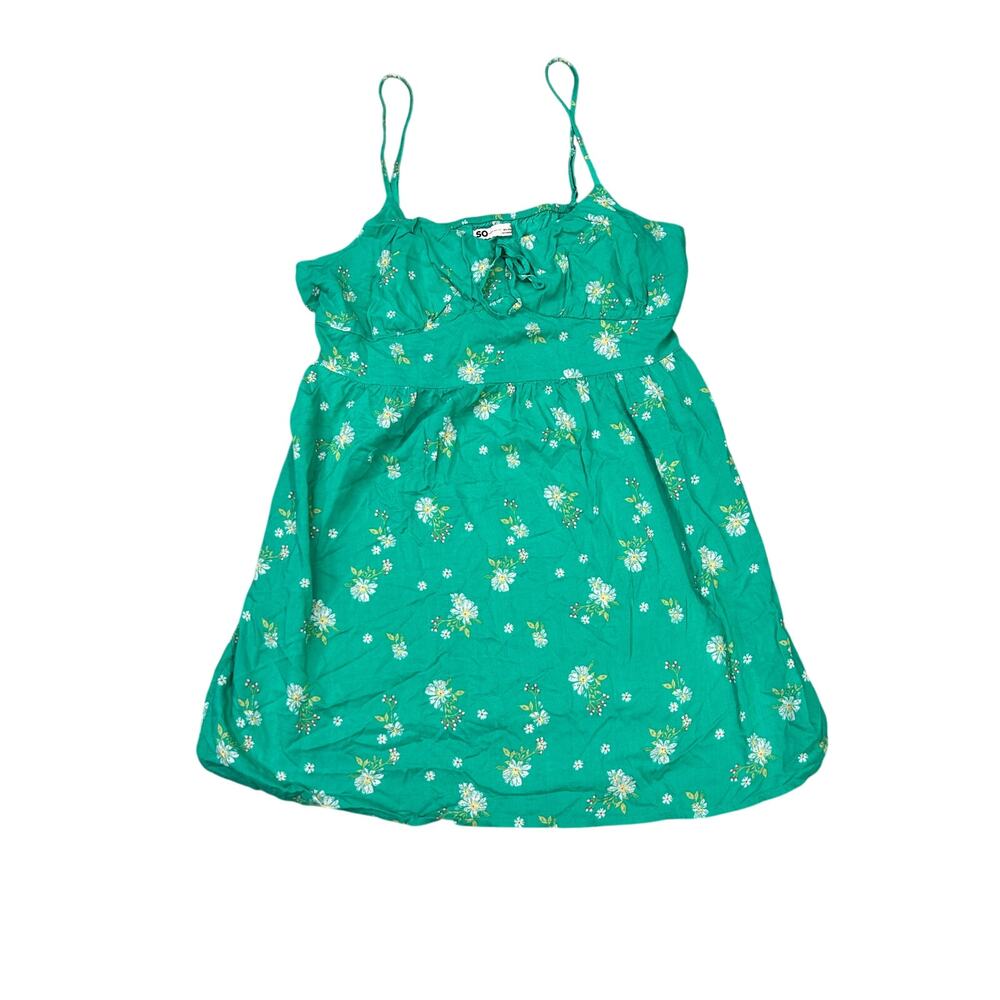 SO Brand Green Floral Babydoll Mini Dress Size XL‎